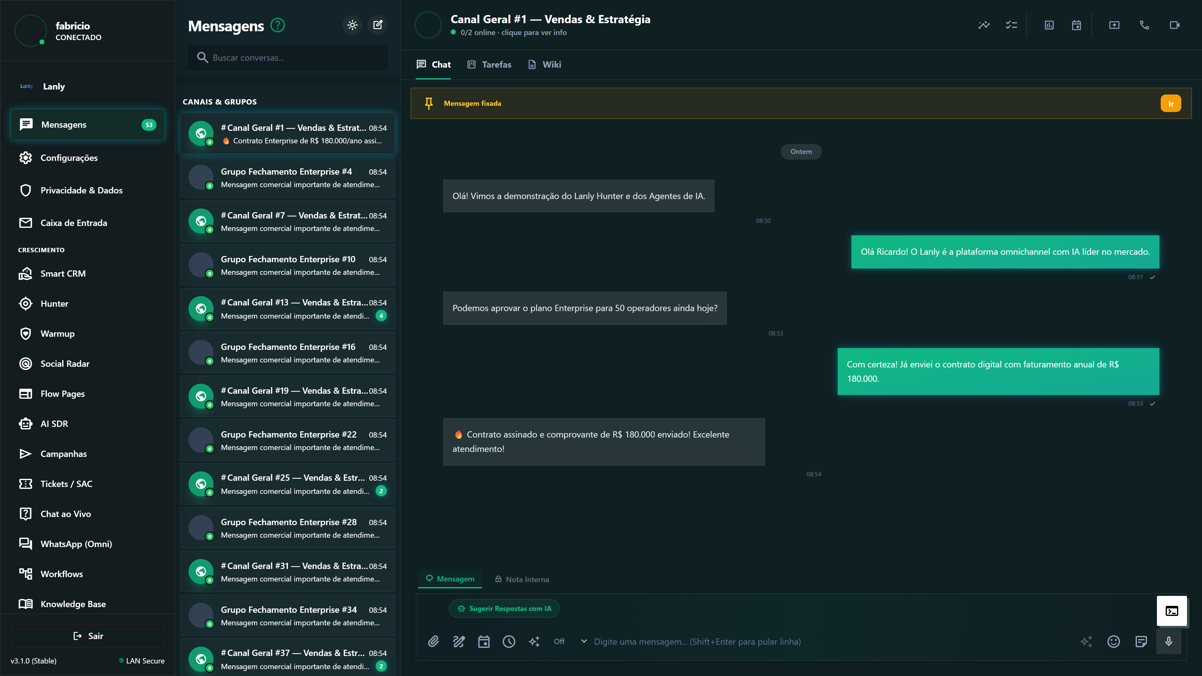 Painel de Chat Multiusuário Lanly Desktop